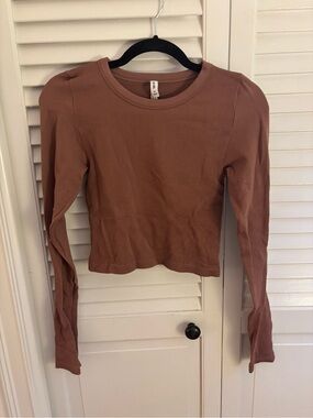 Aritzia Ribbed Long Sleeve Top - Dusty Mauve